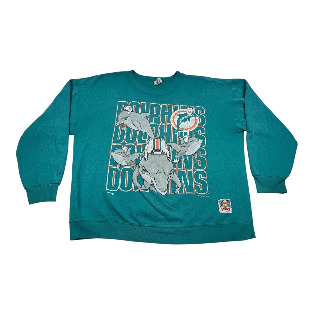 Vintage Miami Dolphins Sweater Mens XL Teal NFL Football Pullover Crewneck 90s